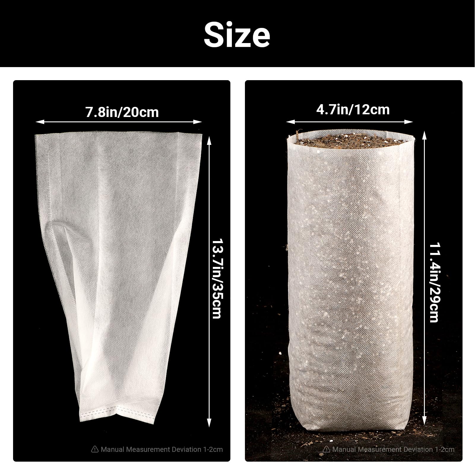 ENPOINT stand-up bags stay upright with soil for quick filling and handling.