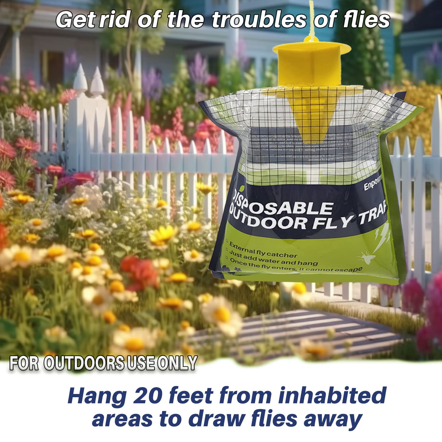 Enposmre disposable fly bag after full reminds safe disposal and reduced mess.