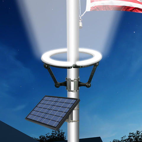 Enrybia flagpole light with ring LEDs for 360-degree nighttime visibility