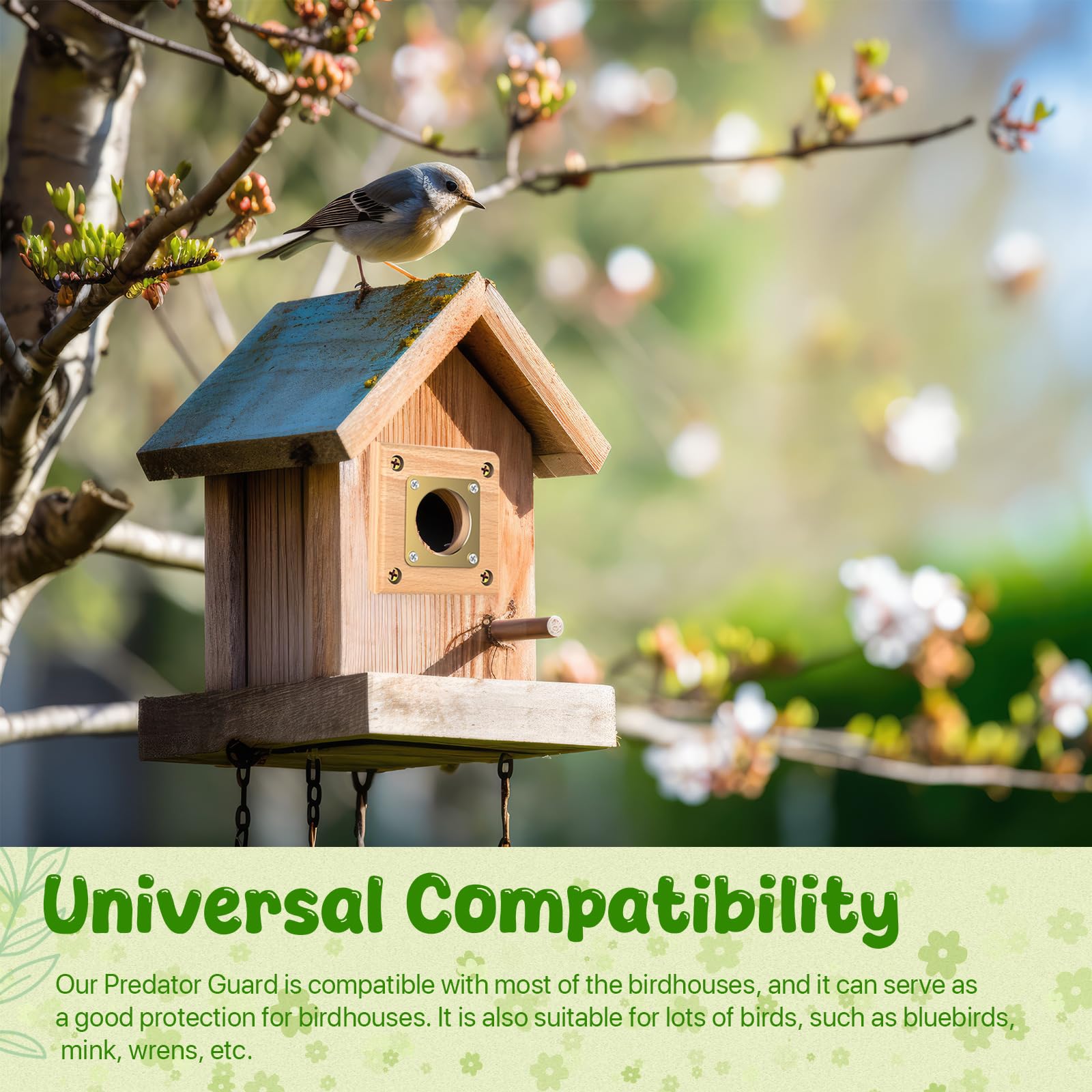 Ensayeer universal compatibility fits most birdhouses and birds.