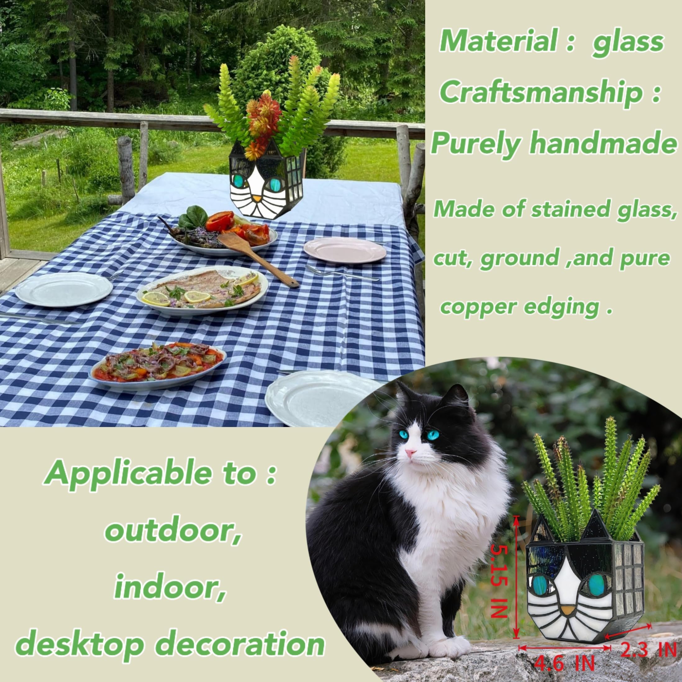 Entlityful copper-frame stained glass planter for plant display