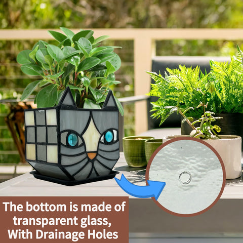 Entlityful Gray Cat Planter copper frame provides durable decorative support