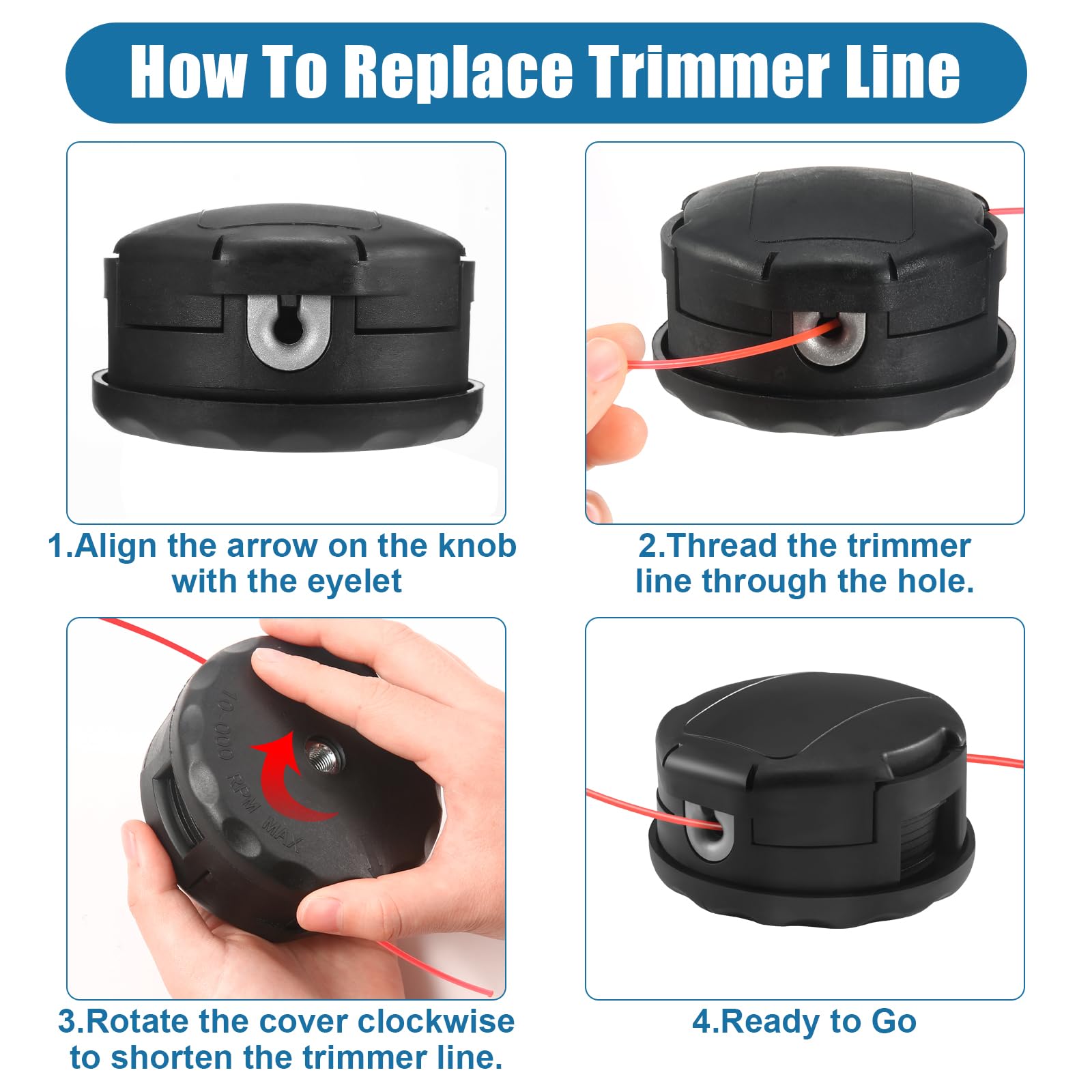 Envanptaz Shindaiwa-compatible trimmer head fits popular models for versatile lawn care.