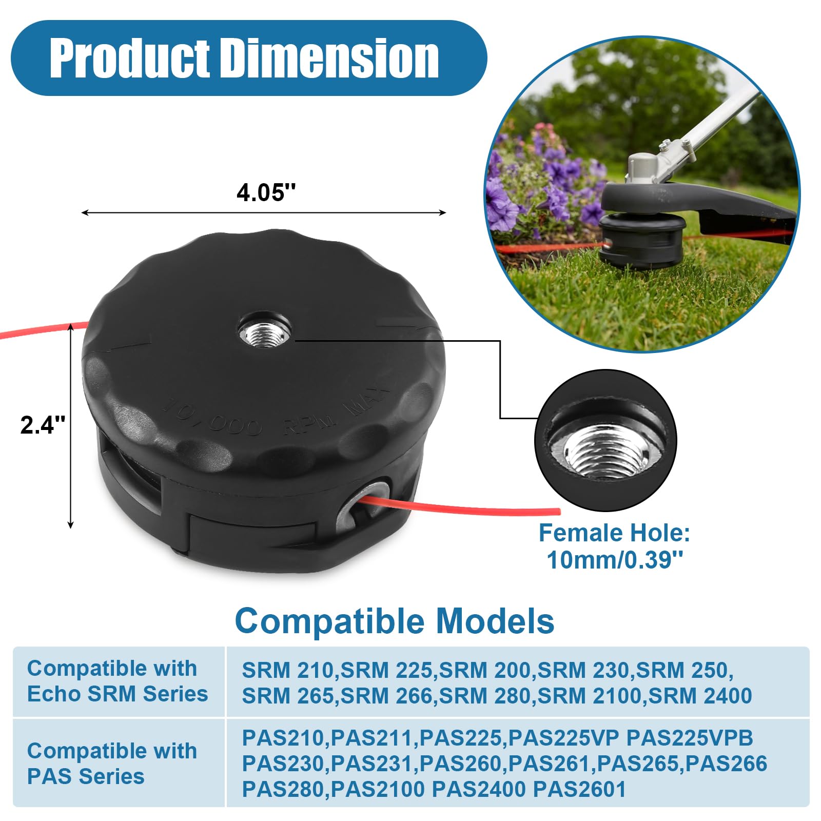 Envanptaz SRM-225 two-pack head side view, quick-load design for faster line feeds.