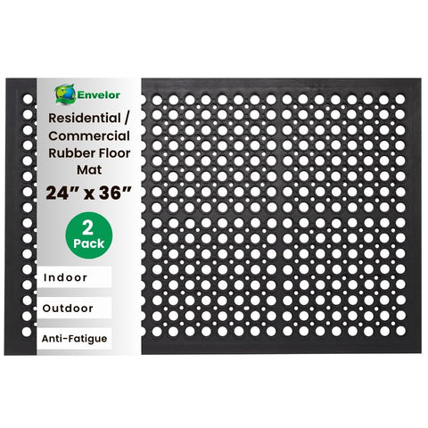 Envelor anti-fatigue mat 2-pack at entryway with drainage helps keep floors dry.