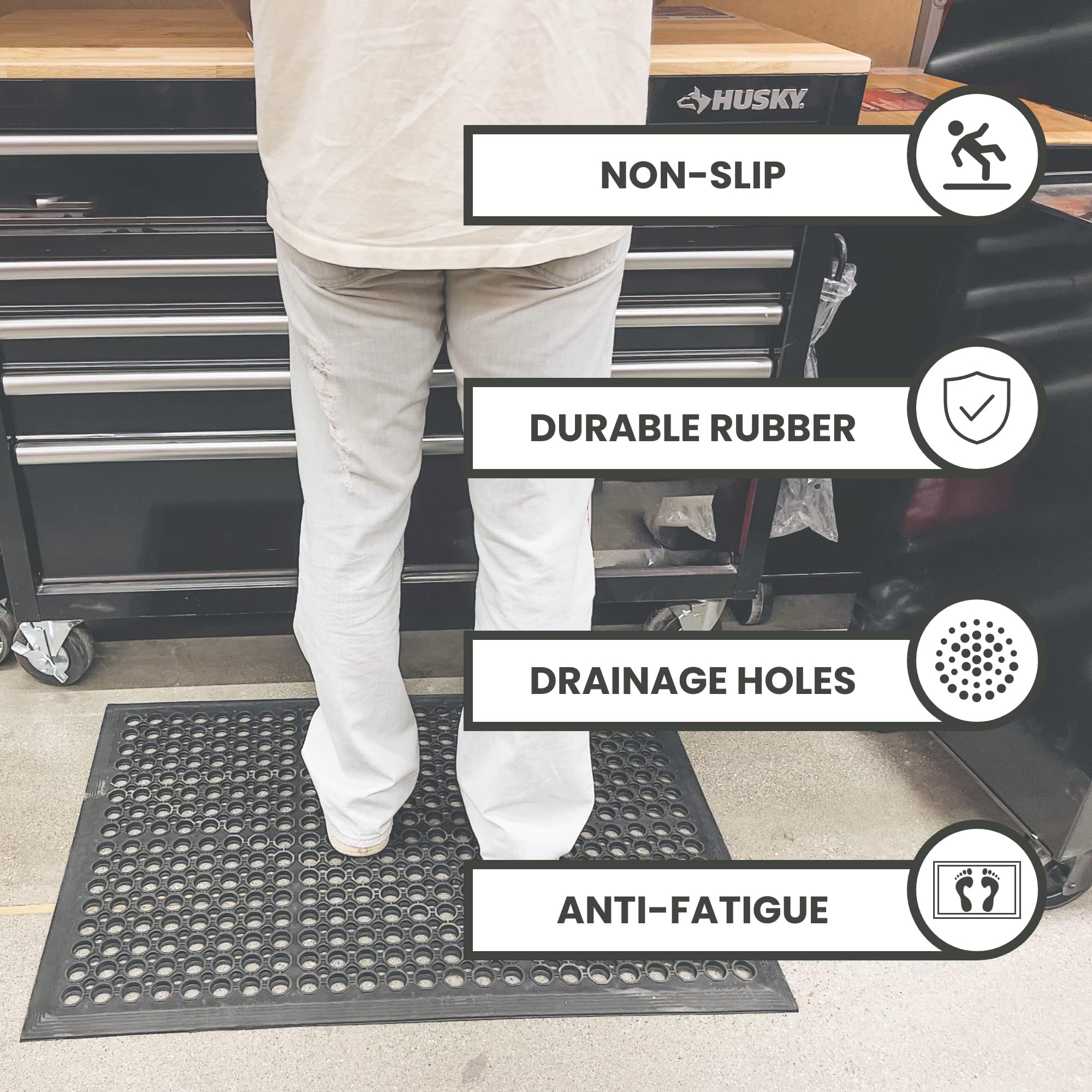 Envelor anti-fatigue mat 2-pack in kitchen area reduces fatigue.