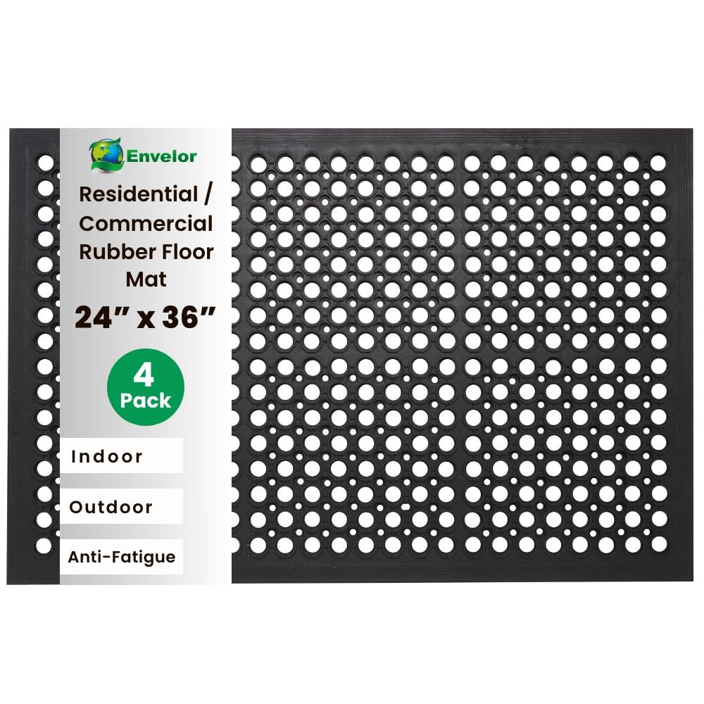 Envelor anti-fatigue mat with drainage holes, 24x36 inches, keeps entryways dry and clean