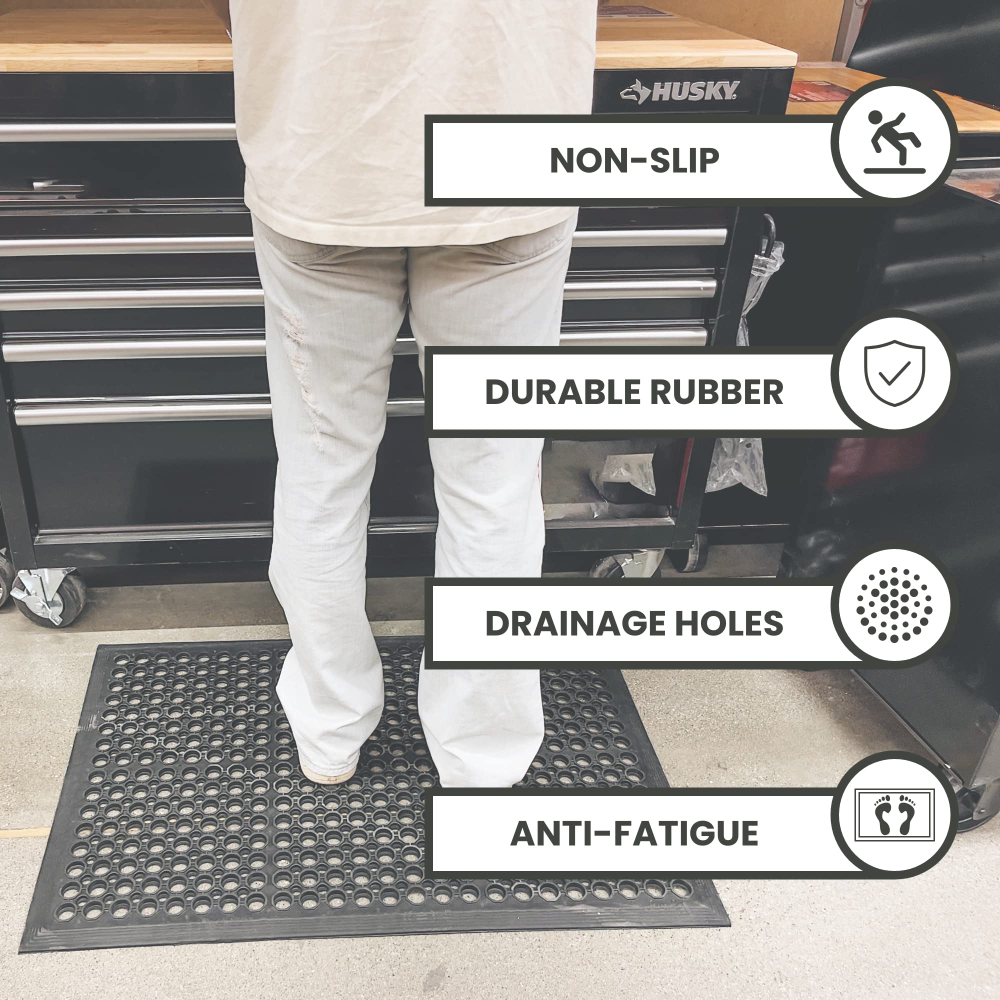 Envelor heavy-duty construction anti-fatigue mat for high-traffic spaces