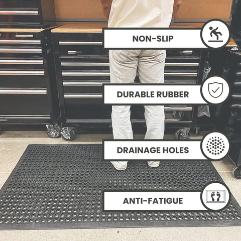 Envelor rubber floor mat, non-slip entryway, ideal for busy homes.