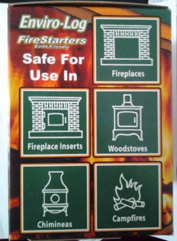 Enviro-Log firestarters in use igniting a cozy fireplace