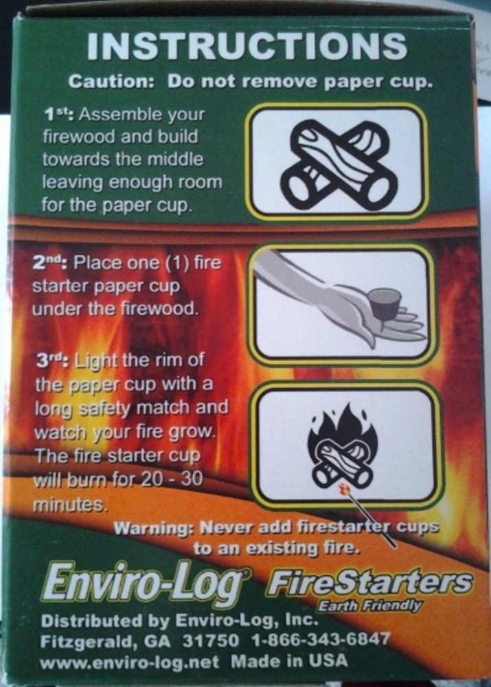 Enviro-Log wax firestarter close-up compact 1-1/4 oz design