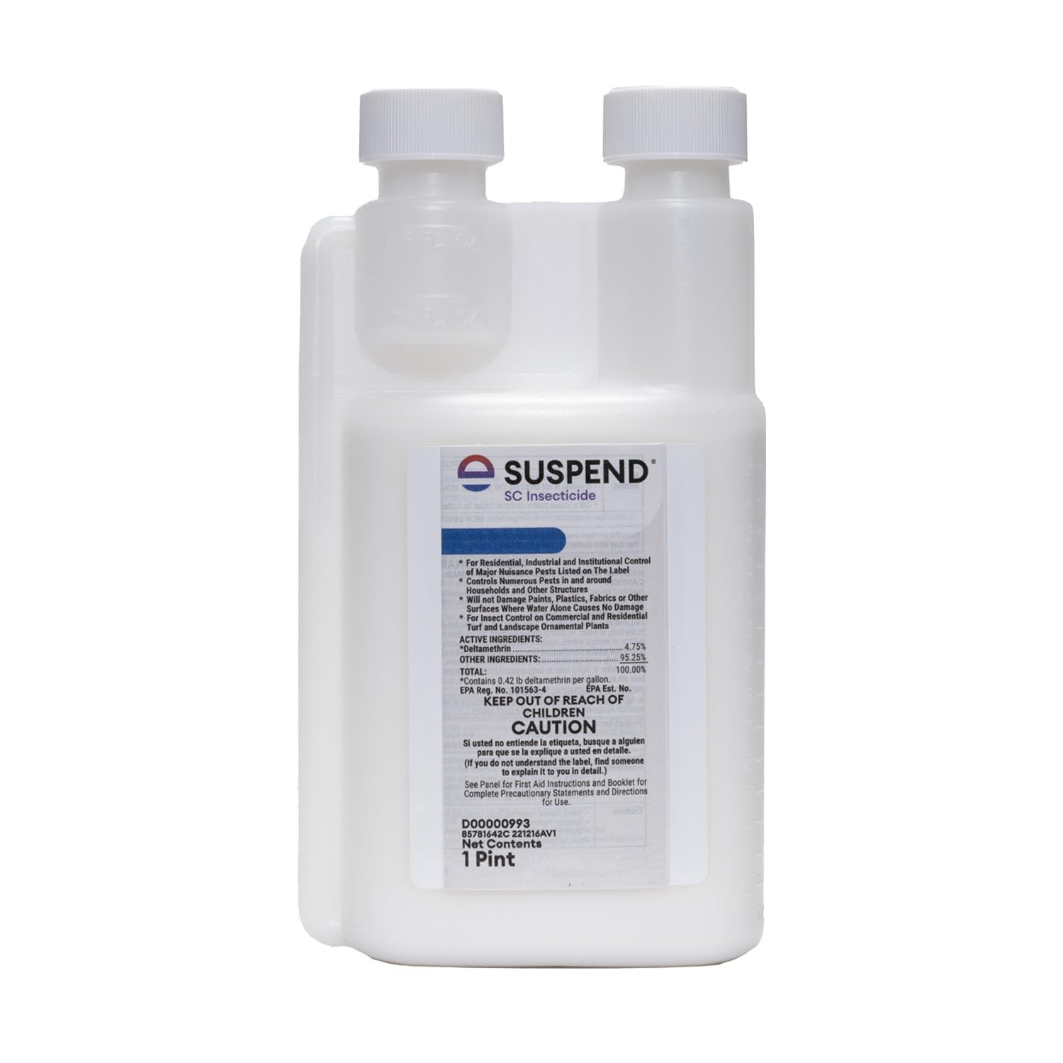 Envu Suspend SC insecticide bottle showing the label and concentrate for perimeter protection