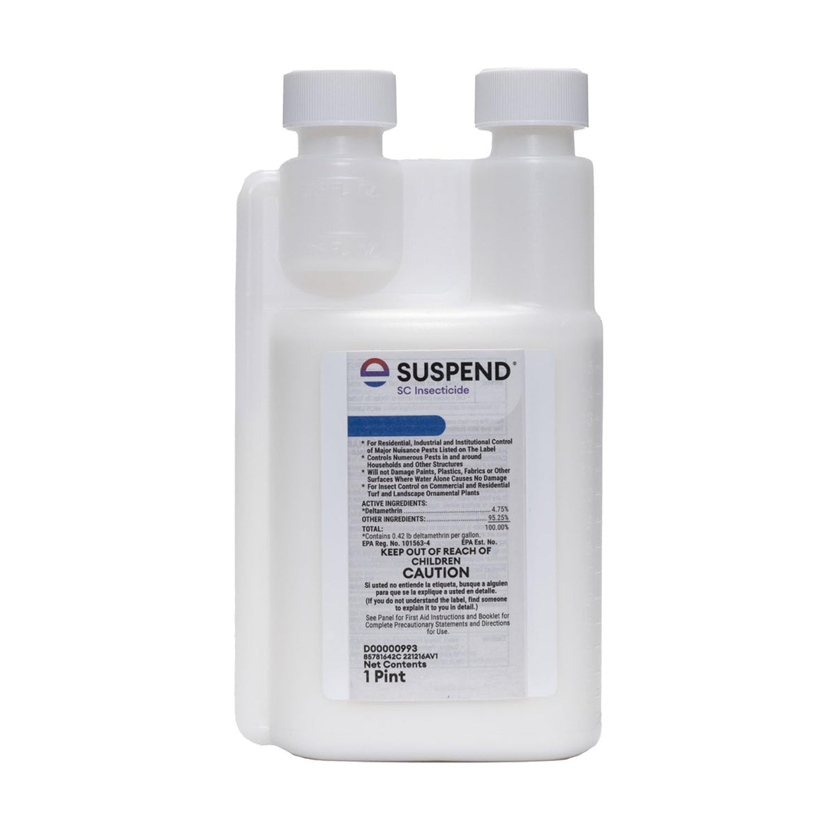 Envu Suspend SC insecticide bottle showing the label and concentrate for perimeter protection