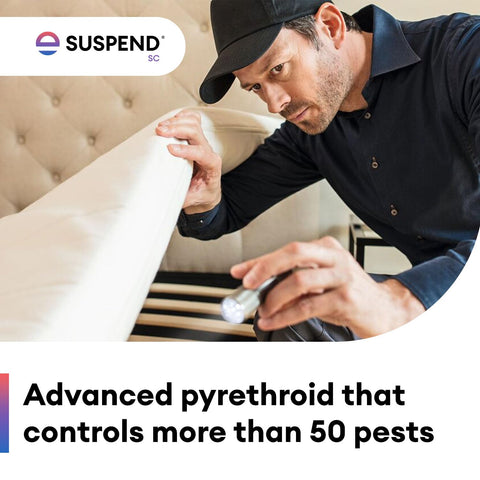 Envu Suspend SC labeled for mattresses, carpets, and upholstery as directed