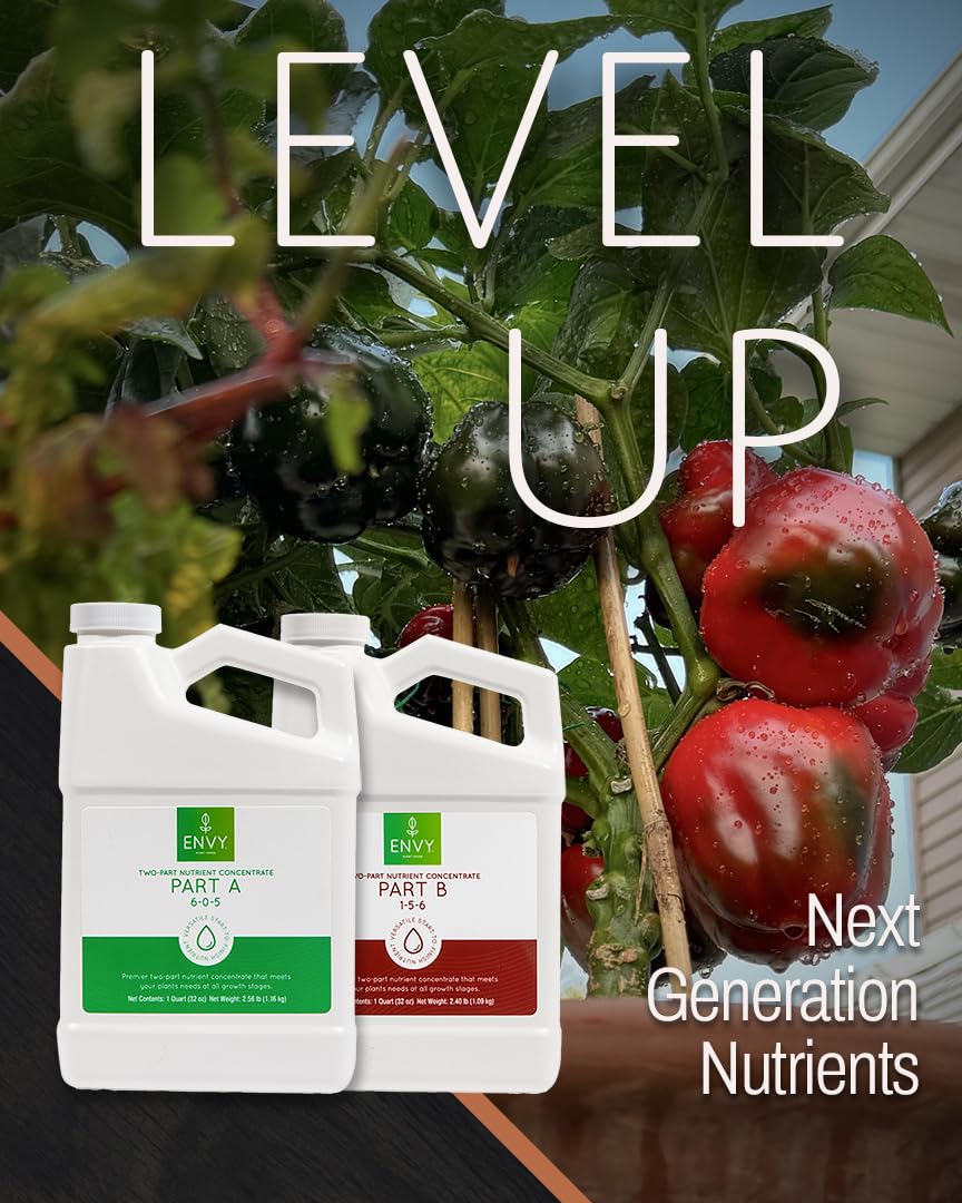 ENVY Hydroponic Plant Food A & B compatible with soil, coco, and hydroponics.