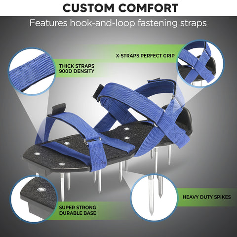 Envy Green Lawn Aerator Shoes with X-strap closure ensuring snug fit.