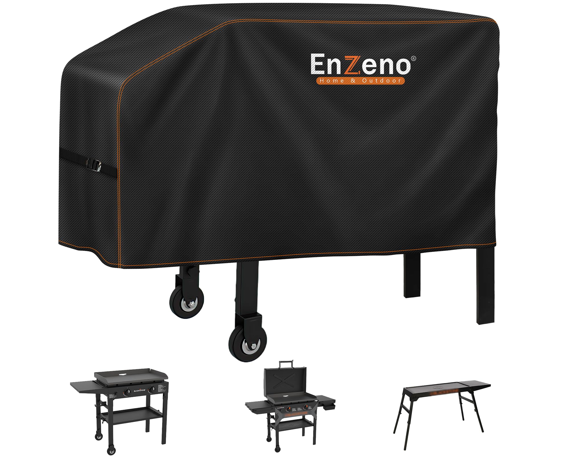 Enzeno grill cover on Blackstone 22-28 inch grill for outdoor protection.