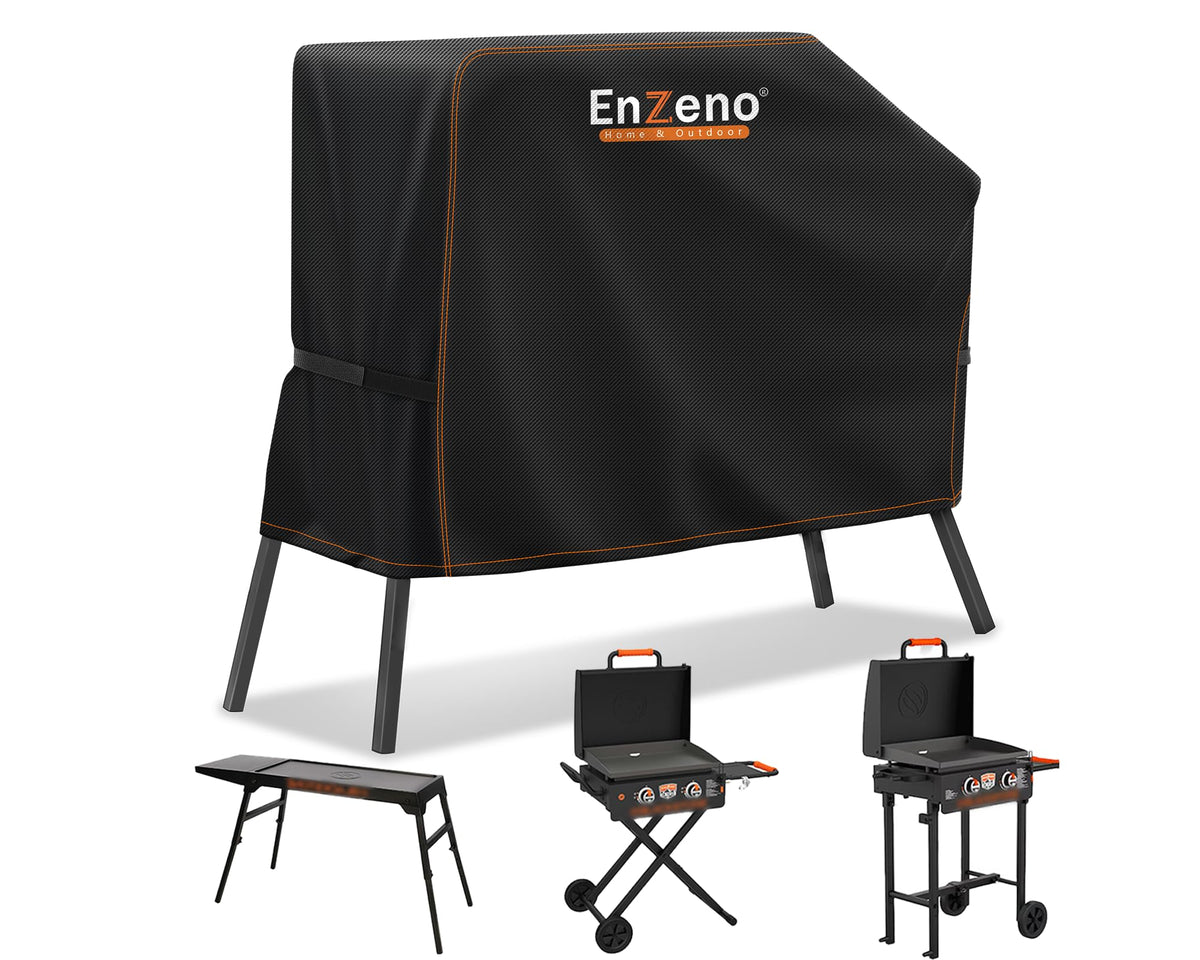 Enzeno grill cover on Blackstone 22-inch front view shields from rain.