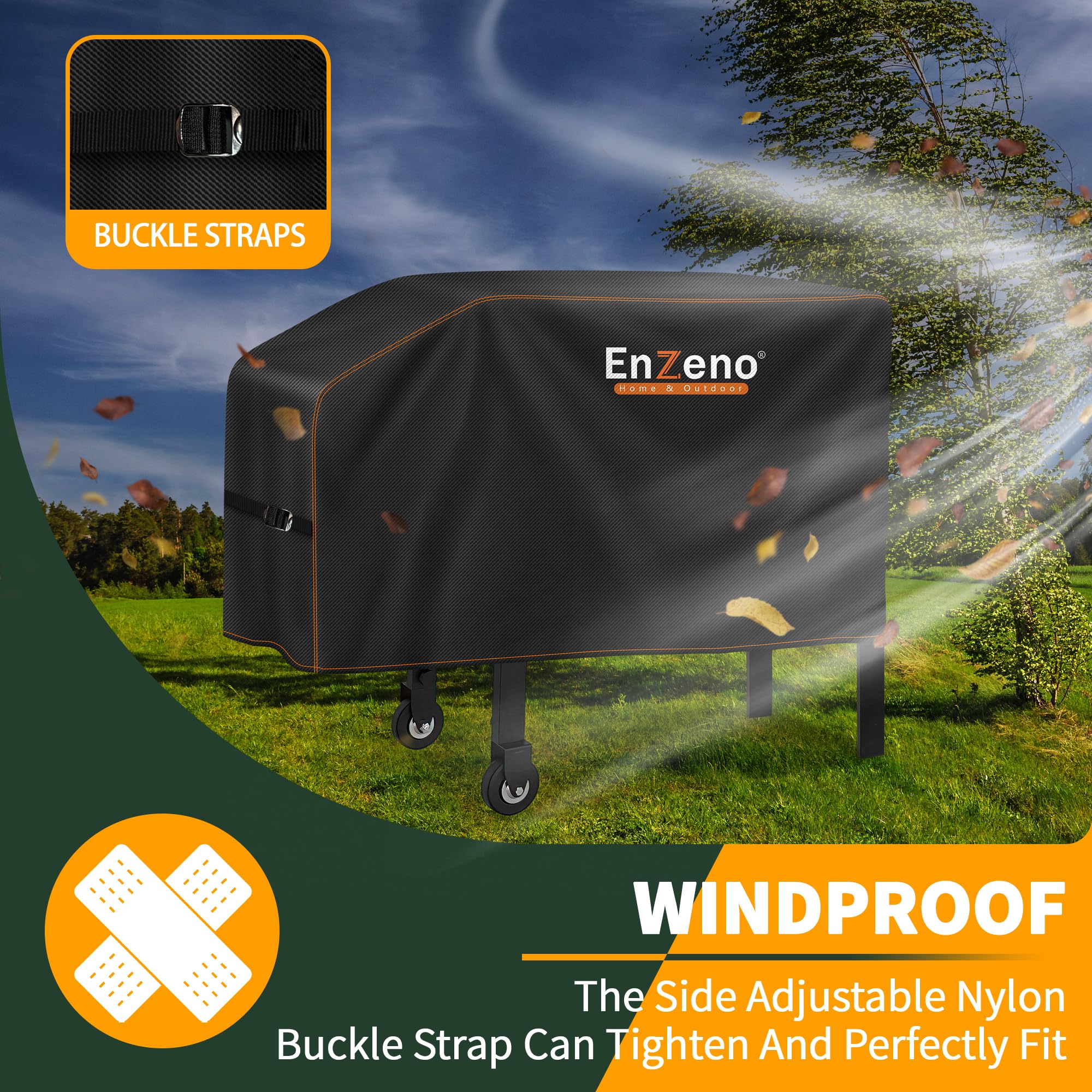 Enzeno durable polyester weave cover resists UV and tears.