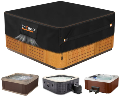 Enzeno outdoor spa hot tub cover protects 80x80 in tub from rain and dust.