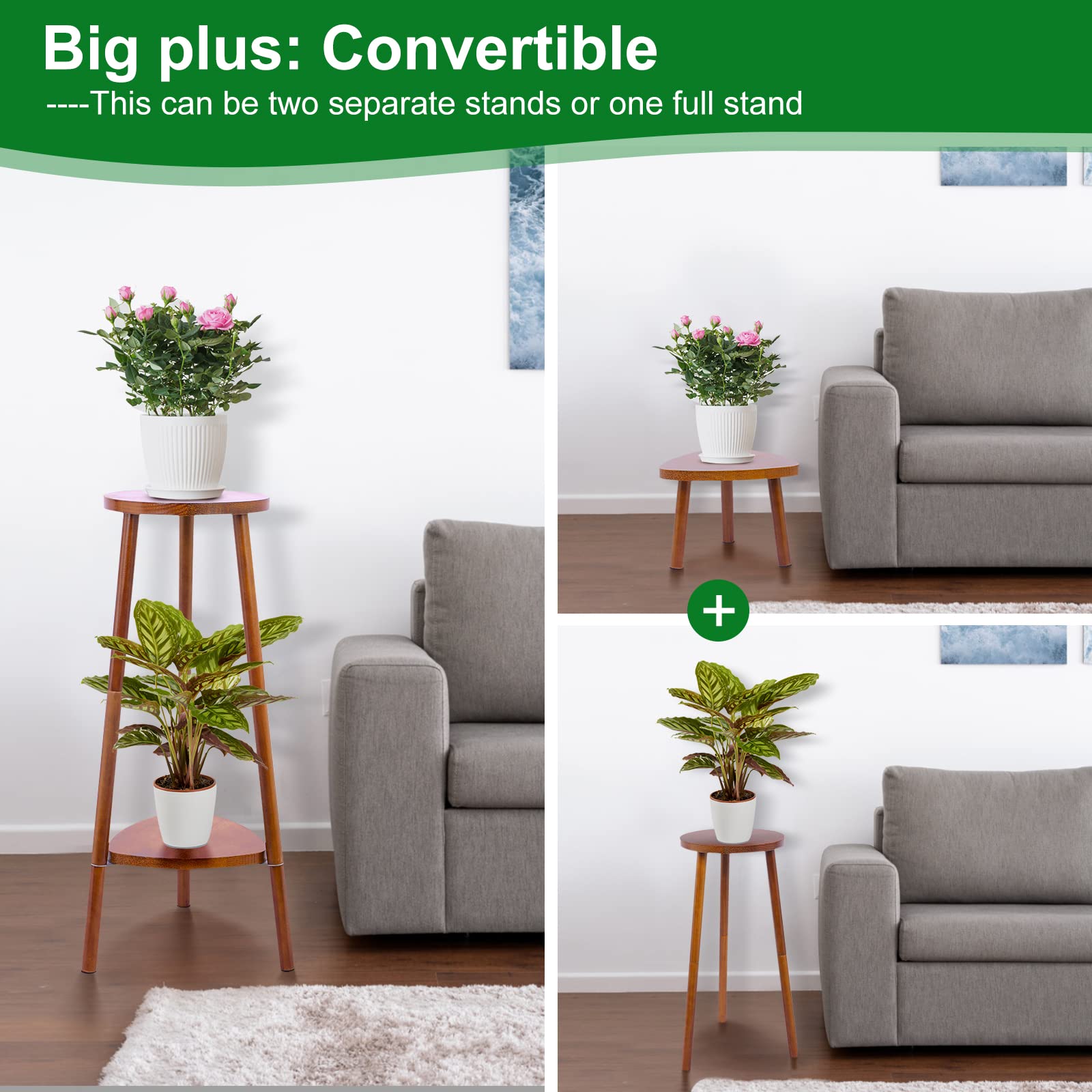Eocogup convertible plant stand two sections demonstrates indoor versatility