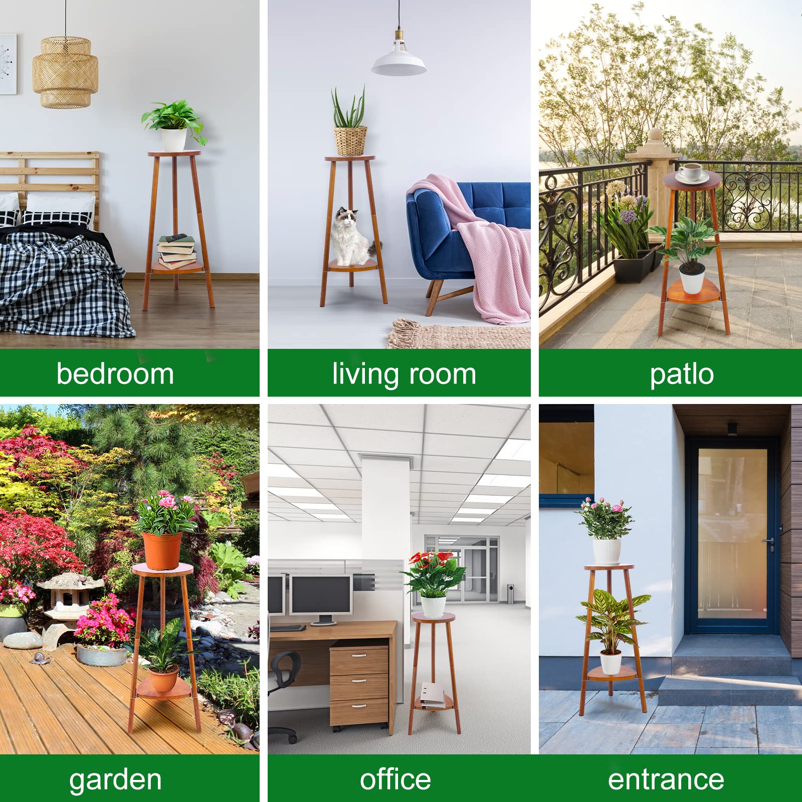 Eocogup two-tier plants shelf keeps plants organized near seating