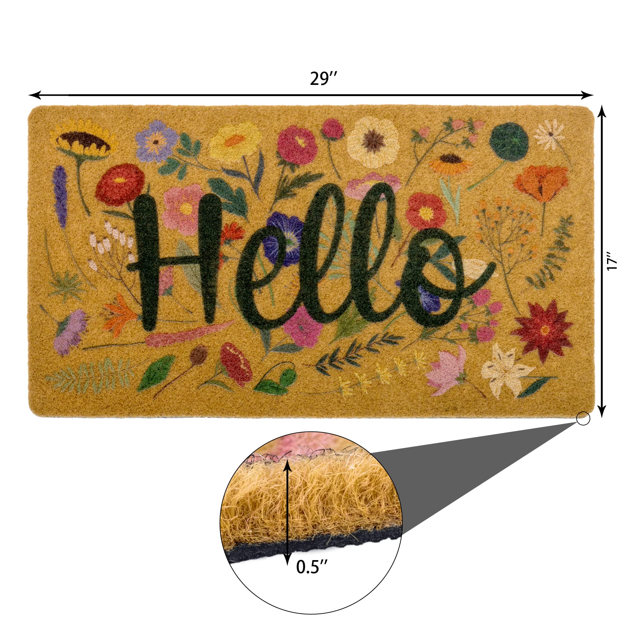 Eohak low-profile floral mat fits snugly beneath doors.