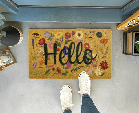 Eohak vibrant flower pattern adds seasonal charm to entrances.
