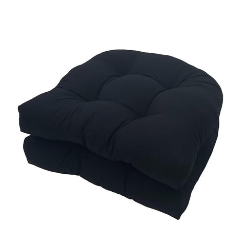Eoieov outdoor chair cushions on wicker chair, 18.5x18.5 inches, waterproof and non-slip.