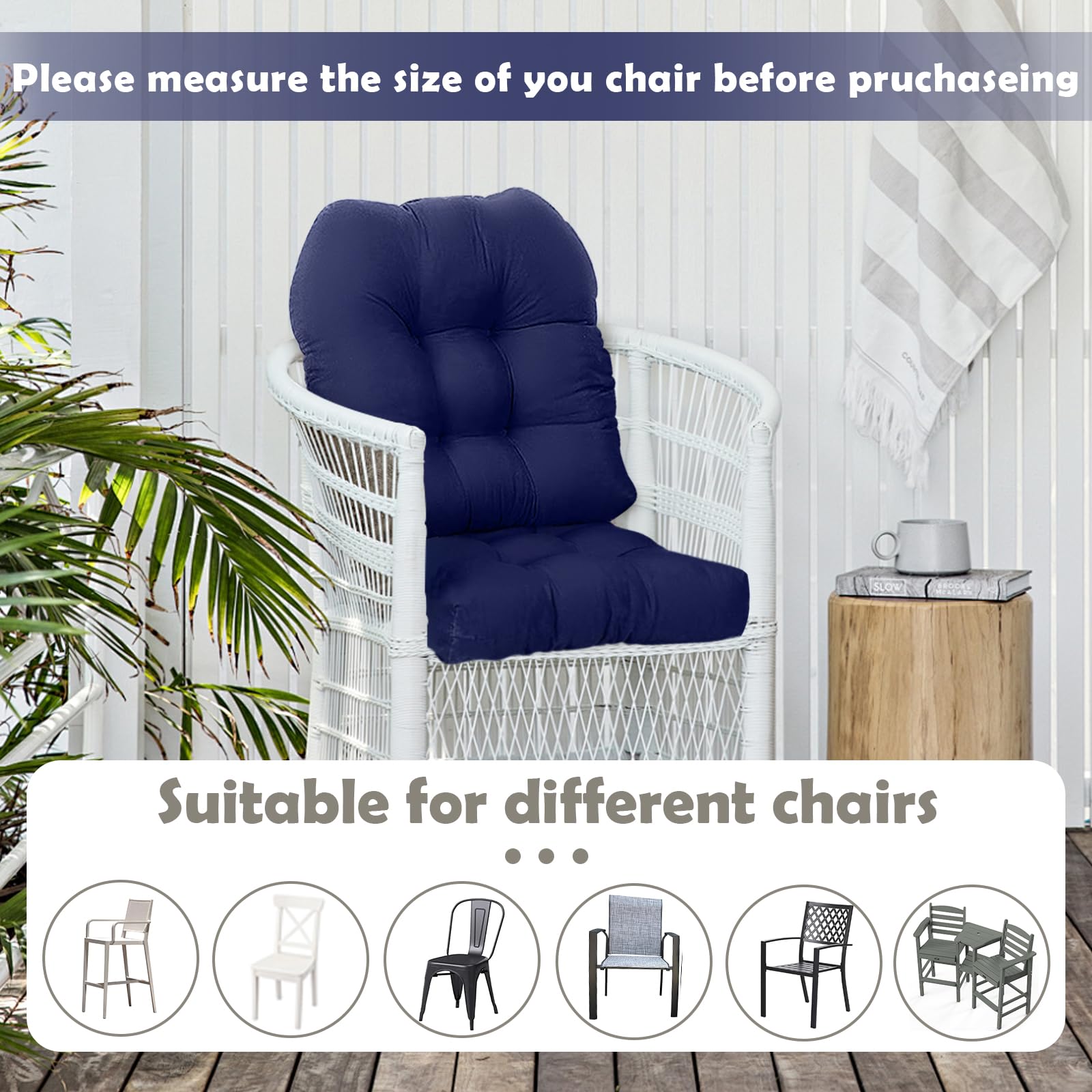 Weather-ready black fabric from Eoieov cushions for patio use.