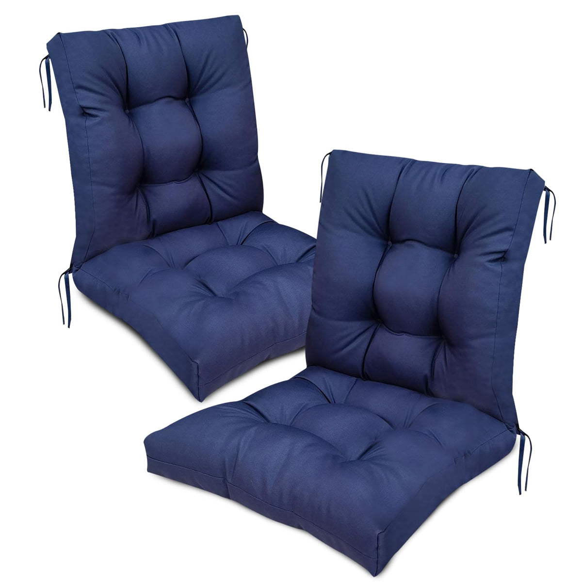 Eoieov navy blue outdoor wicker chair cushion with anti-slip ties for secure seating.