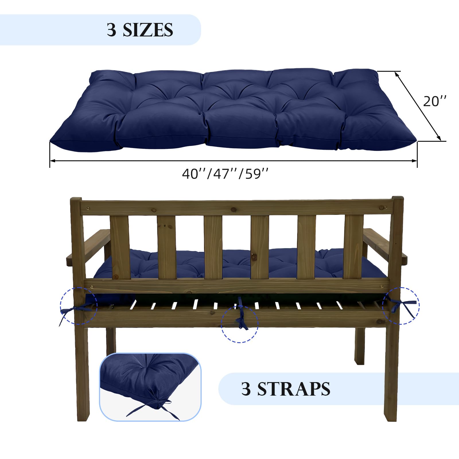 Eoieov window seat cushion in navy for indoor use