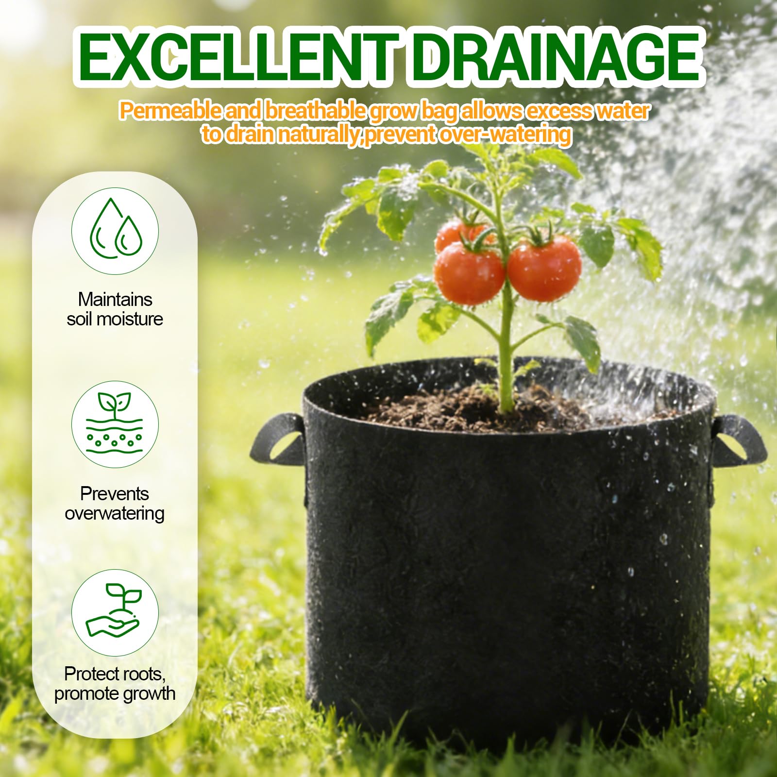 EOKOICA 5-pack 10-gallon grow bags air-pruning roots promote healthier growth