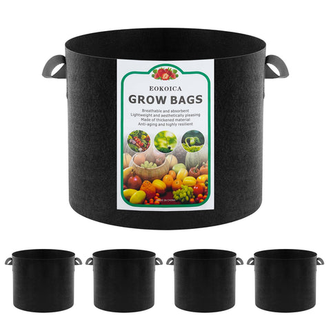 EOKOICA 5-pack grow bags with handles for versatile outdoor and indoor use