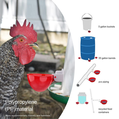 EOKOICA chicken waterer cups three point one five inch opening for birds to sip