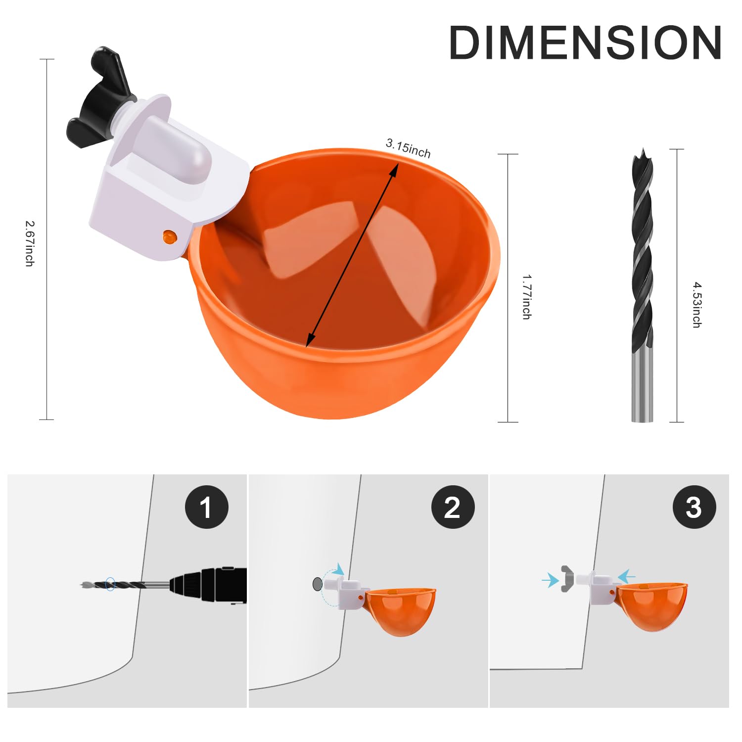EOKOICA chicken waterer cups leakproof design ensures steady water supply.