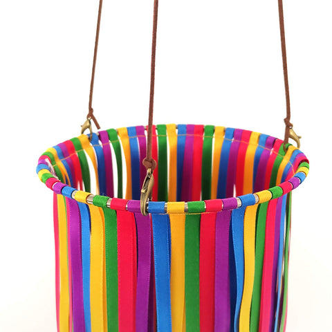 EONBES satin ribbon windsock purple front enhances garden ambiance.