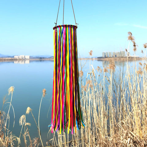 EONBES satin ribbon windsock red front brightens outdoor spaces.