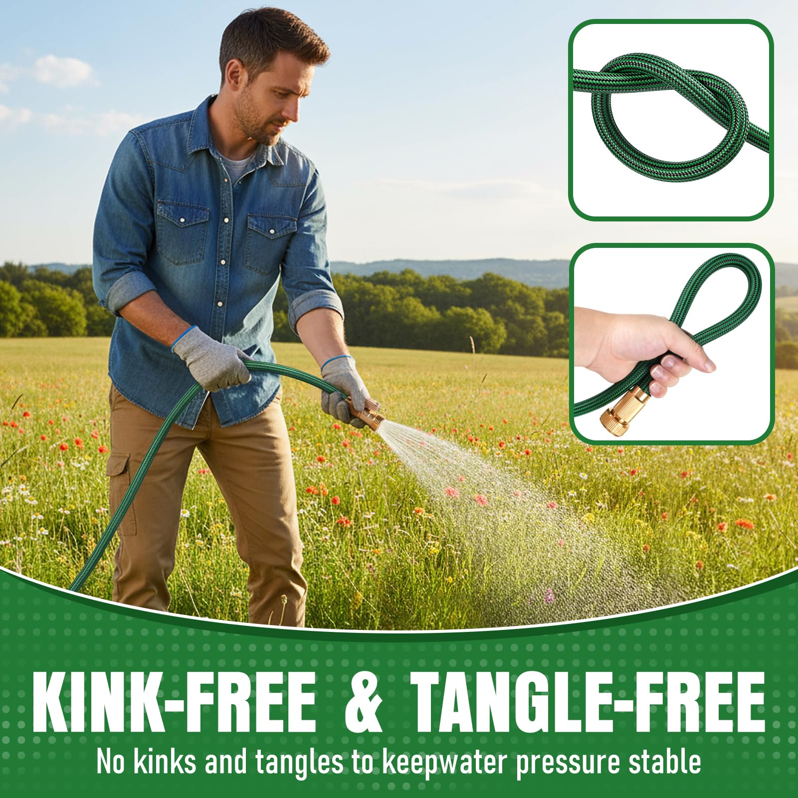 EOOIO 100ft hose supports high-pressure watering for large yards.