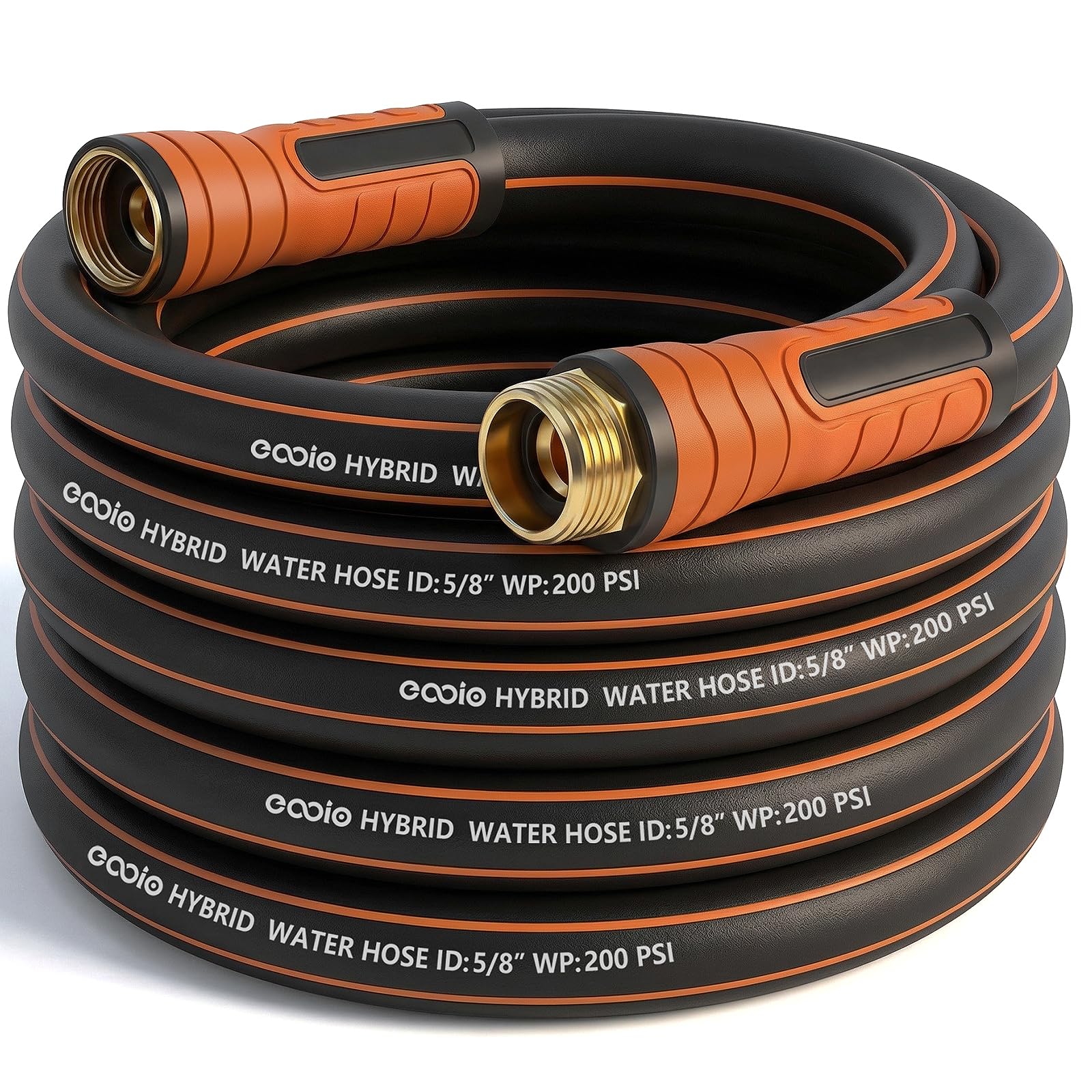 EOOIO garden hose 25ft coiled for easy storage and quick watering.
