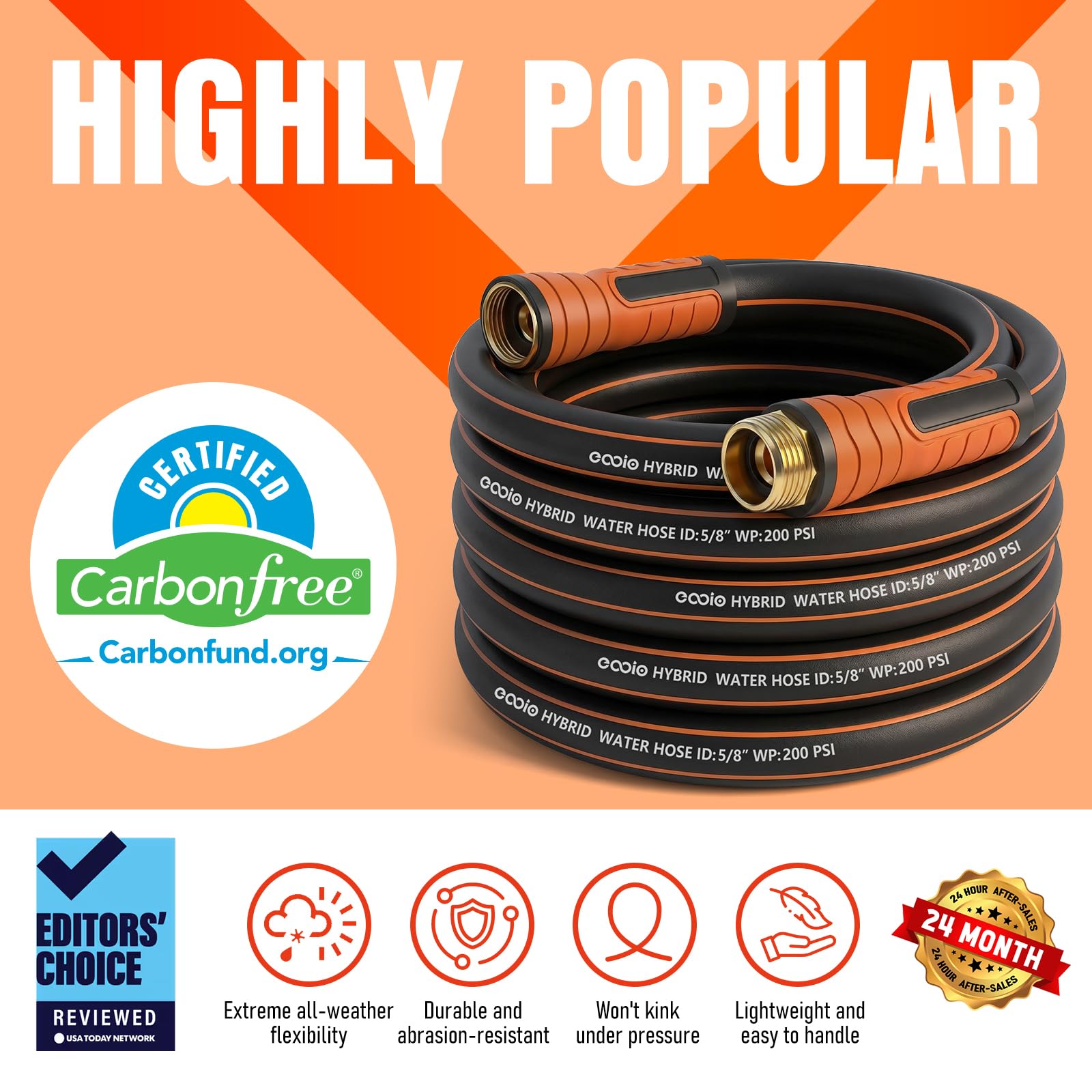 EOOIO garden hose 5/8 inch diameter ensures steady flow for garden tasks.