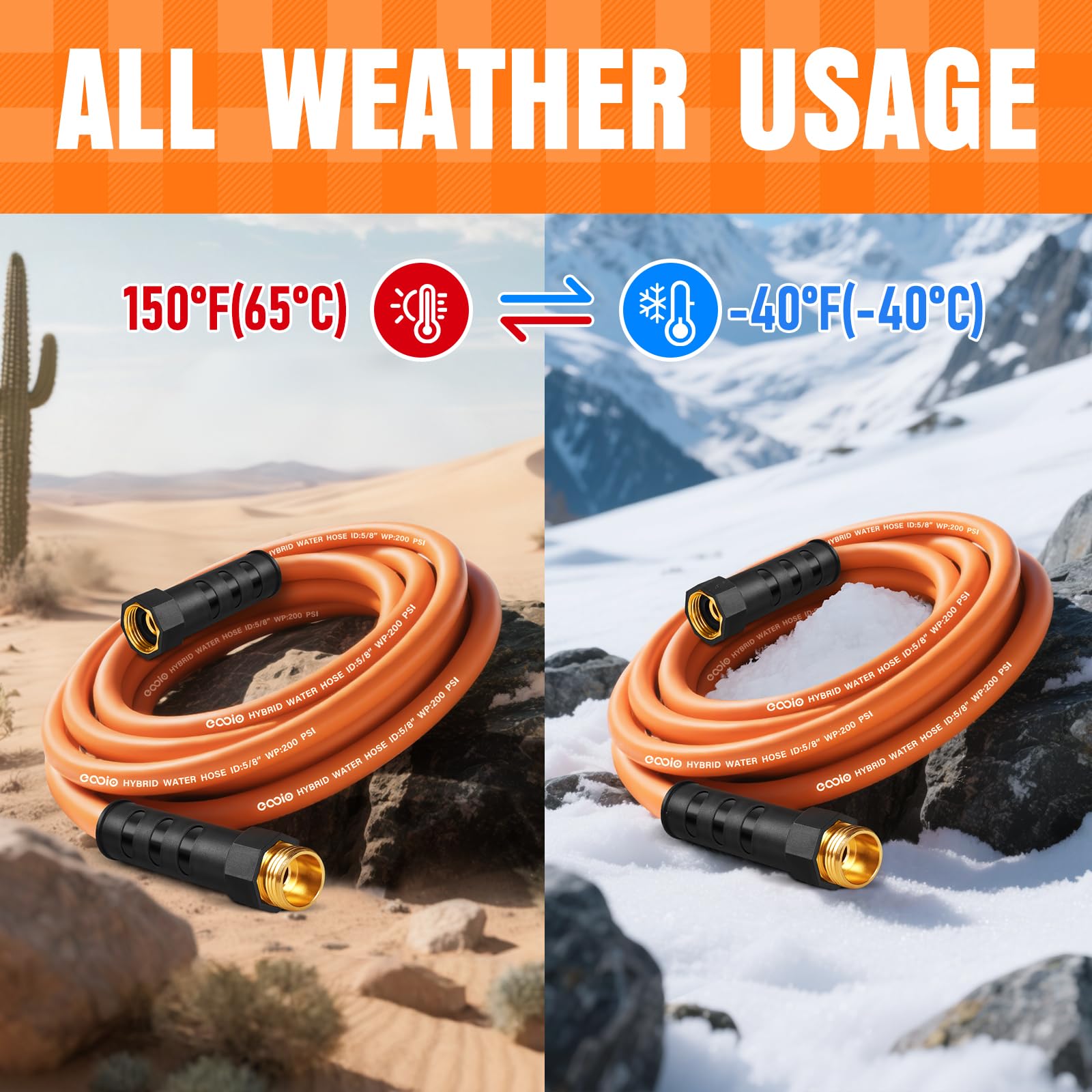 EOOIO Garden Hose stays flexible in extreme temperatures for versatile use.