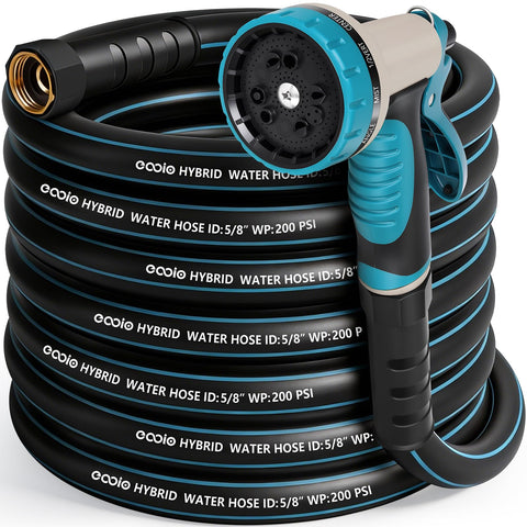 EOOIO heavy-duty garden hose 50 ft for easy, kink-free watering.