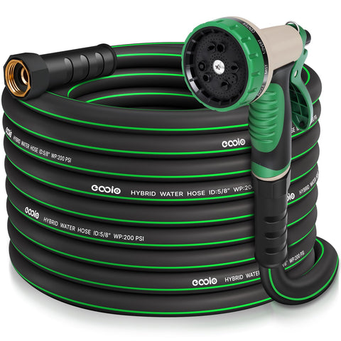EOOIO heavy-duty hose 50ft for long reach watering and smooth handling.