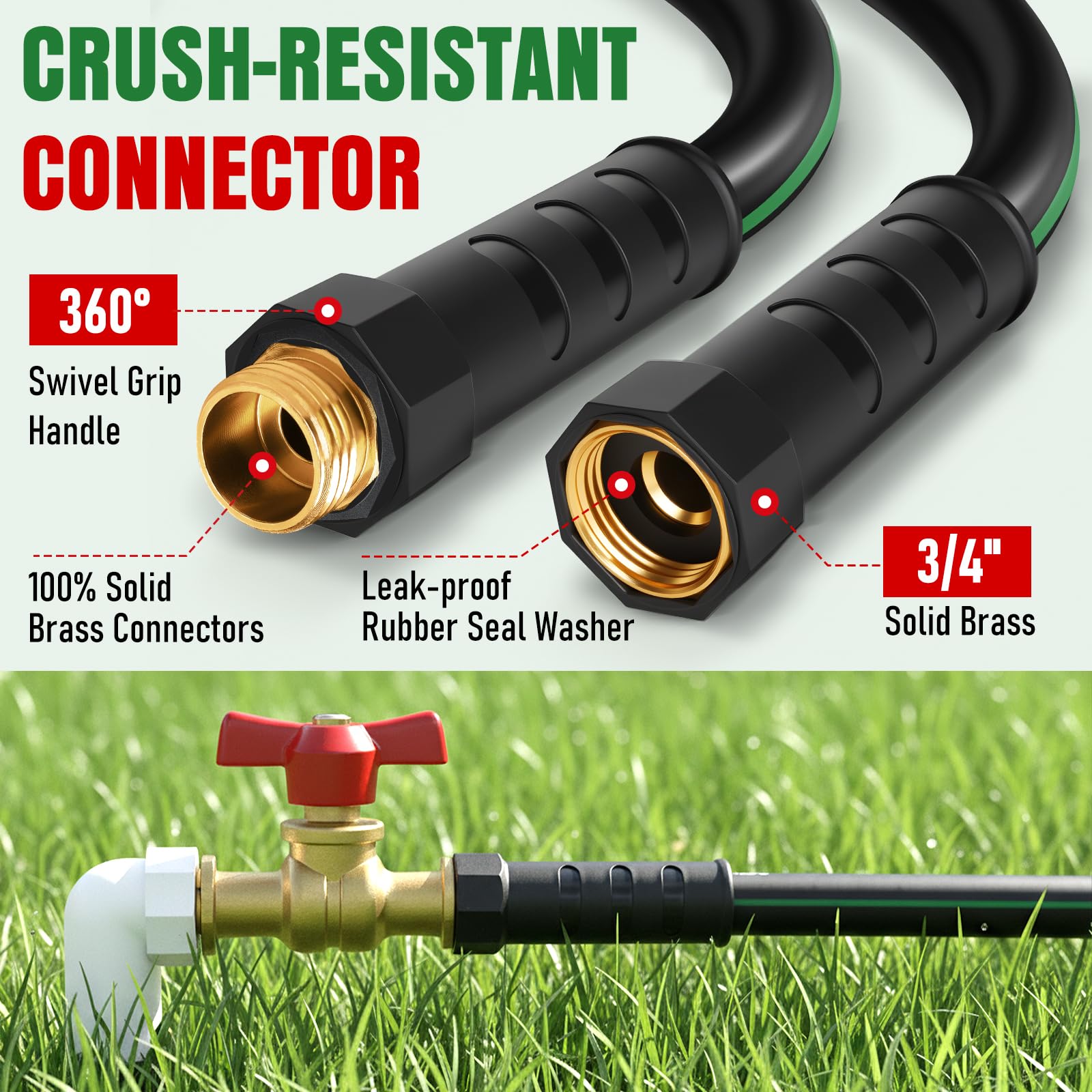 EOOIO leak-proof copper bullet connectors prevent leaks during watering.