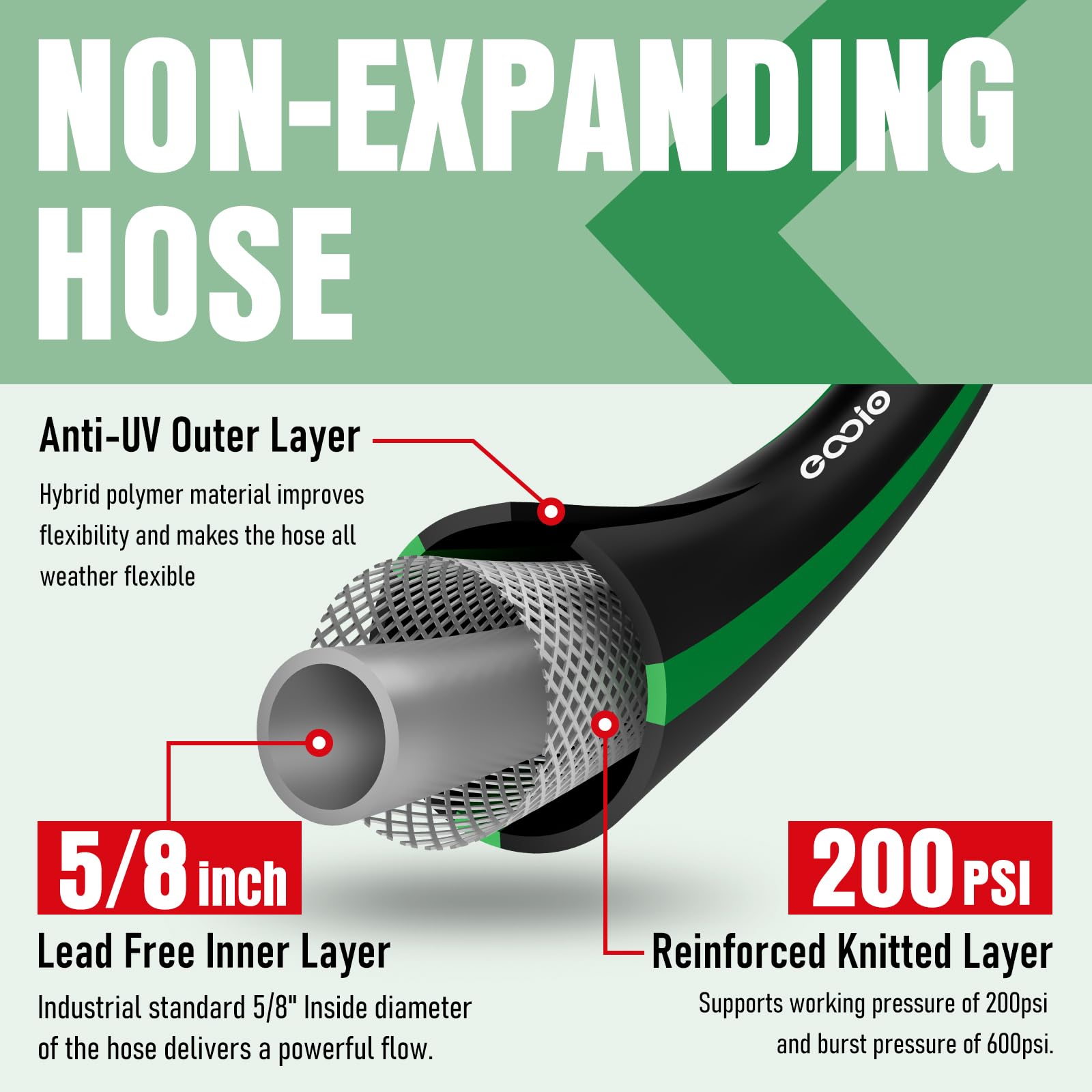 EOOIO swivel handle aids comfortable operation while watering.