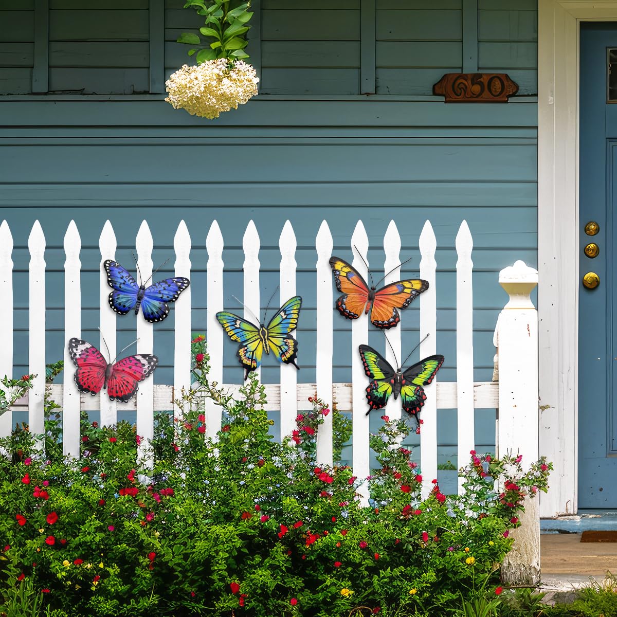 EOORAU five-piece set enhances fences with colorful lifelike butterfly designs