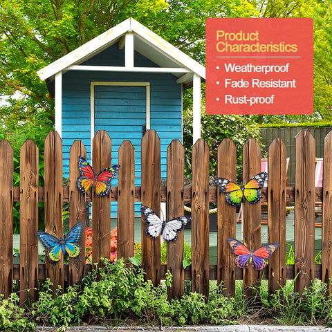 EOORAU outdoor butterflies for garden and fence decor with bright hues