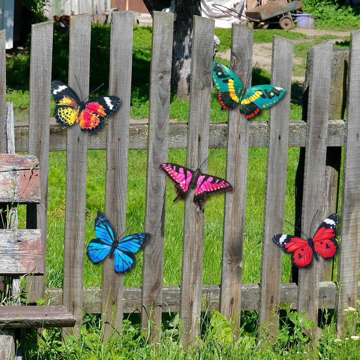 EOORAU weatherproof butterfly wall art for long-lasting outdoor decoration.