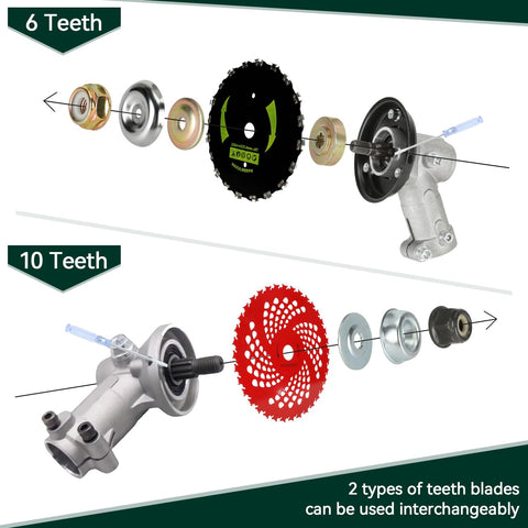 EOPOAYI 9in brush blade 20T for weed eater trims thick growth effectively.